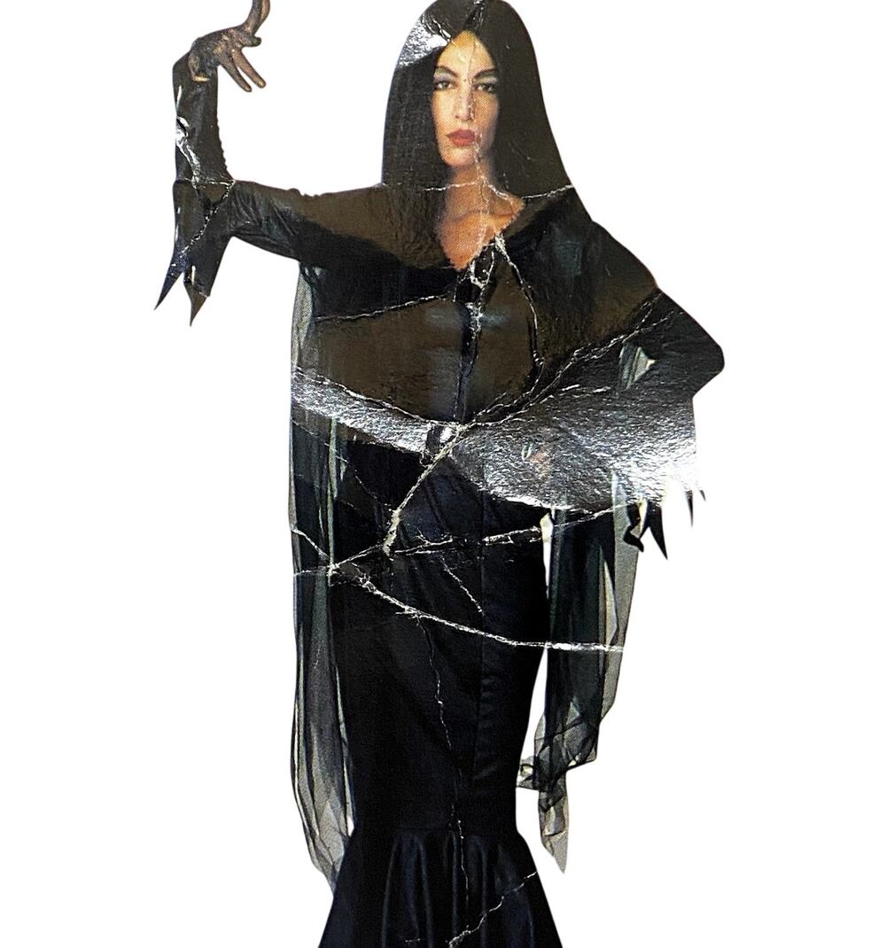 Vintage Morticia Addams Costume 1991 Movie Rubies Gown Dress Black Medium Shawl